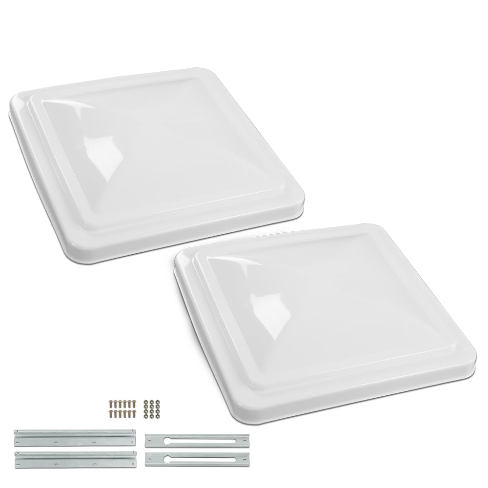 White 14" x 14" RV Roof Vent Cover 2 Pcs Z53195