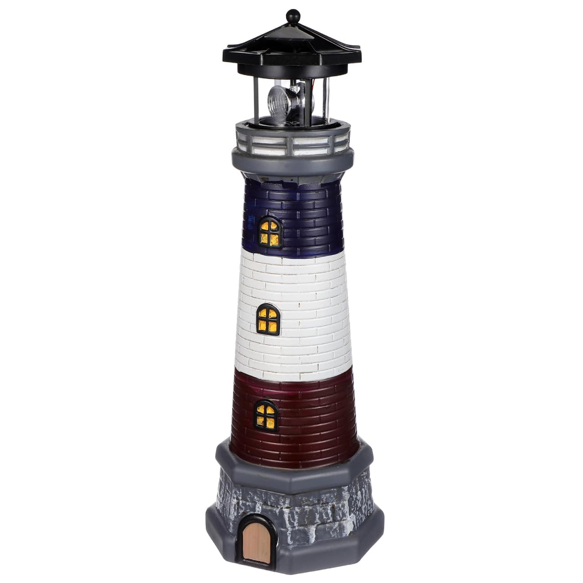 Solar Lighthouse Statue, Resin Waterproof, Black, 4.72 X 4.72 X 14.76 Inches P272