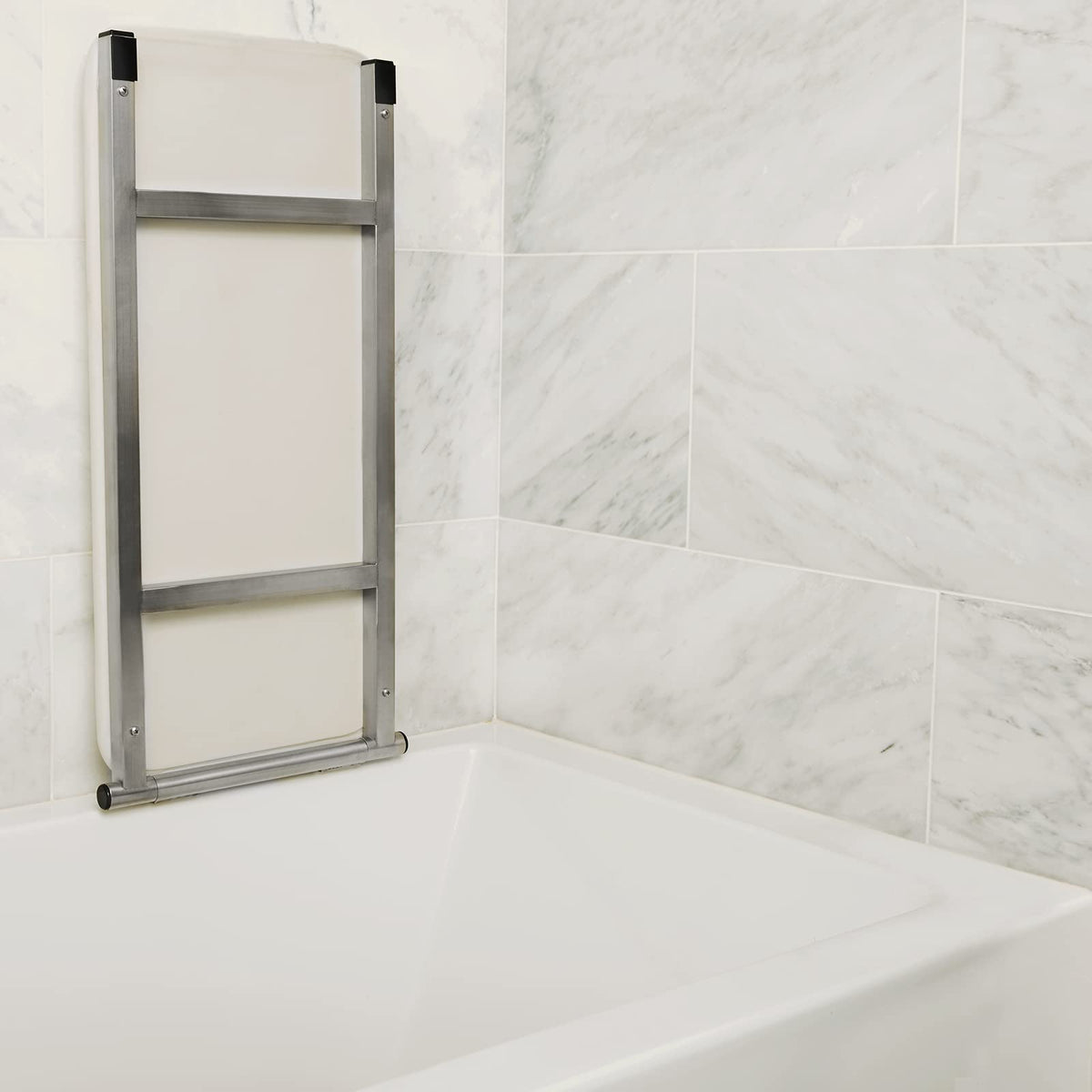 32" x 13.5" White Padded Folding Tub Seat P8372