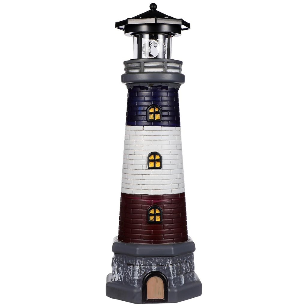 Solar Lighthouse Statue, Resin Waterproof, Black, 4.72 X 4.72 X 14.76 Inches P272