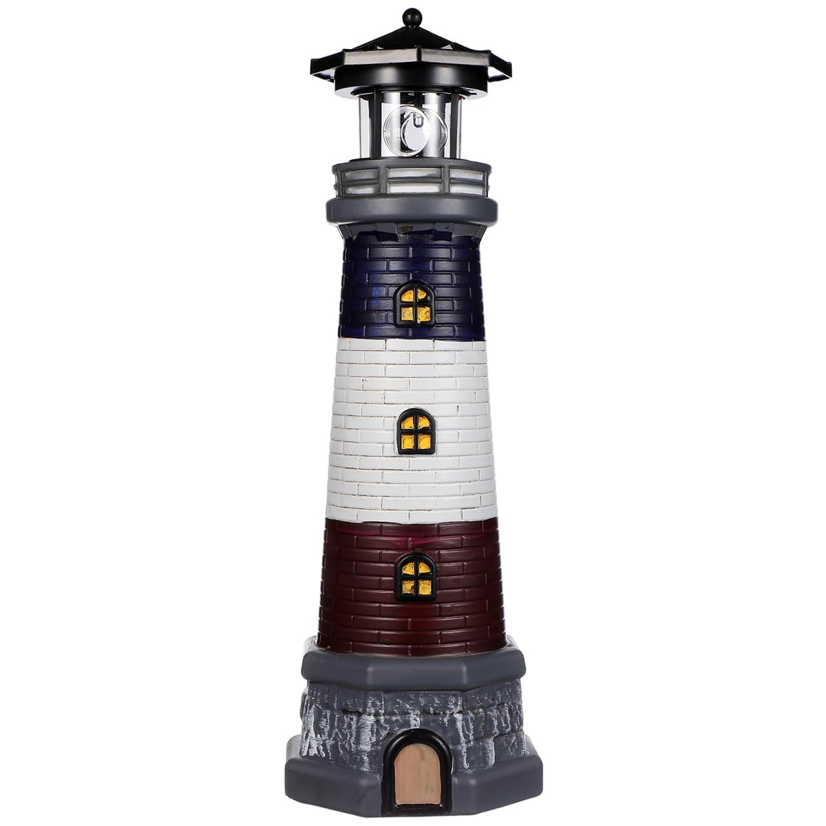 Solar Lighthouse Statue, Resin Waterproof, Black, 4.72 X 4.72 X 14.76 Inches P272
