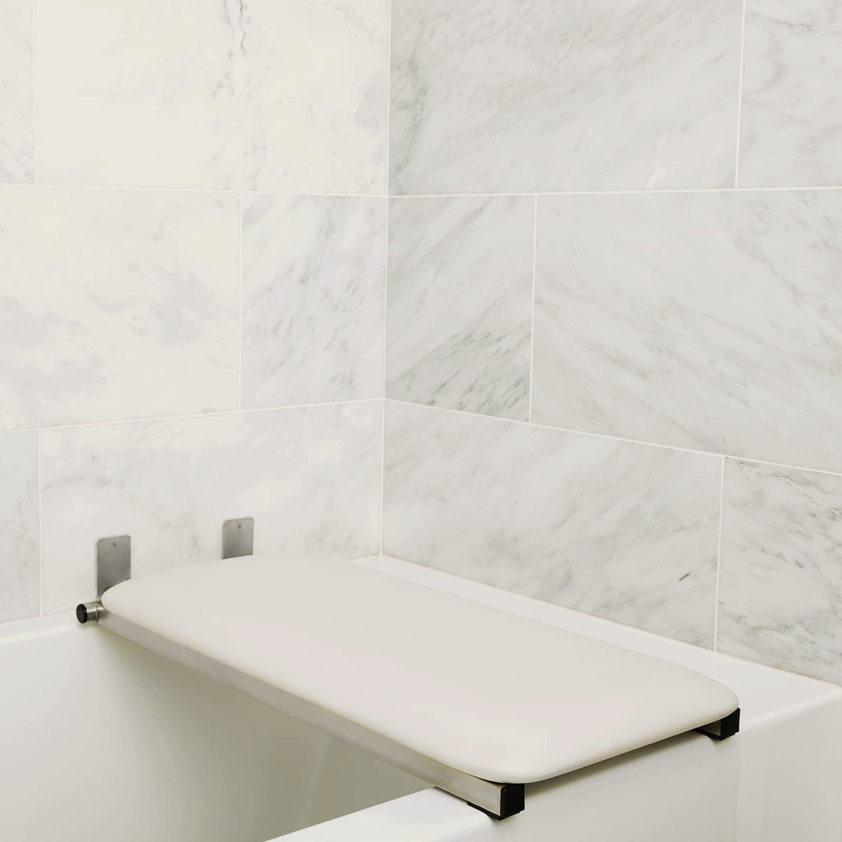 32" x 13.5" White Padded Folding Tub Seat P8372