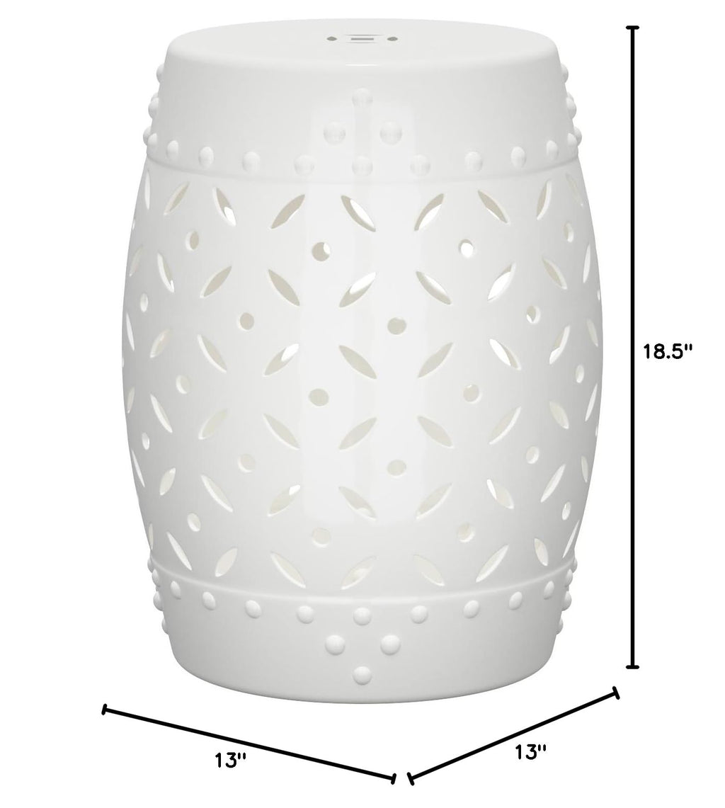 White Ceramic Garden Stool S580285