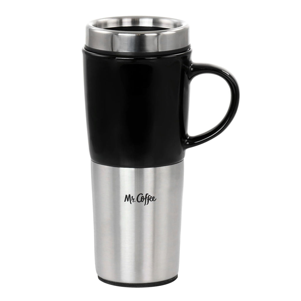 Stainless Steel Stoneware Travel Mug, 16 Oz, Black R269335