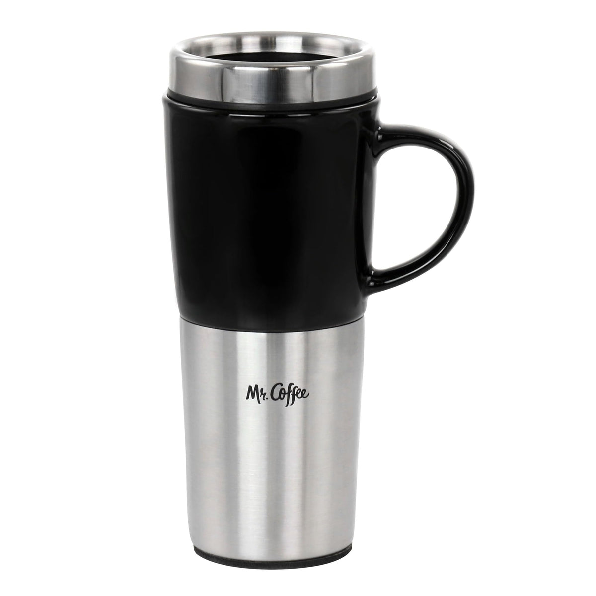 Stainless Steel Stoneware Travel Mug, 16 Oz, Black R269335