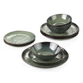 12-Piece Green Ceramic Stoneware Dinner Set X66983