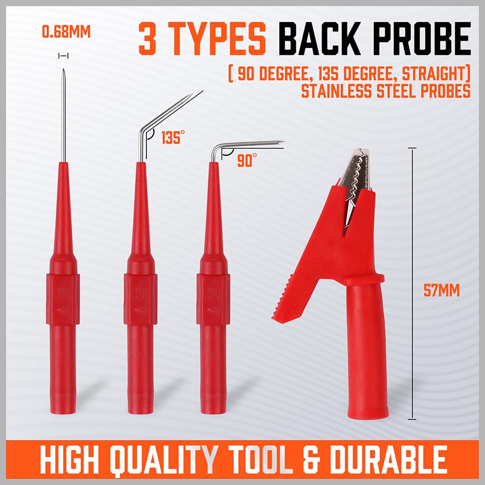 22 Pc Back Probe Pin Kit with 5 Colors Silicone Wires I463