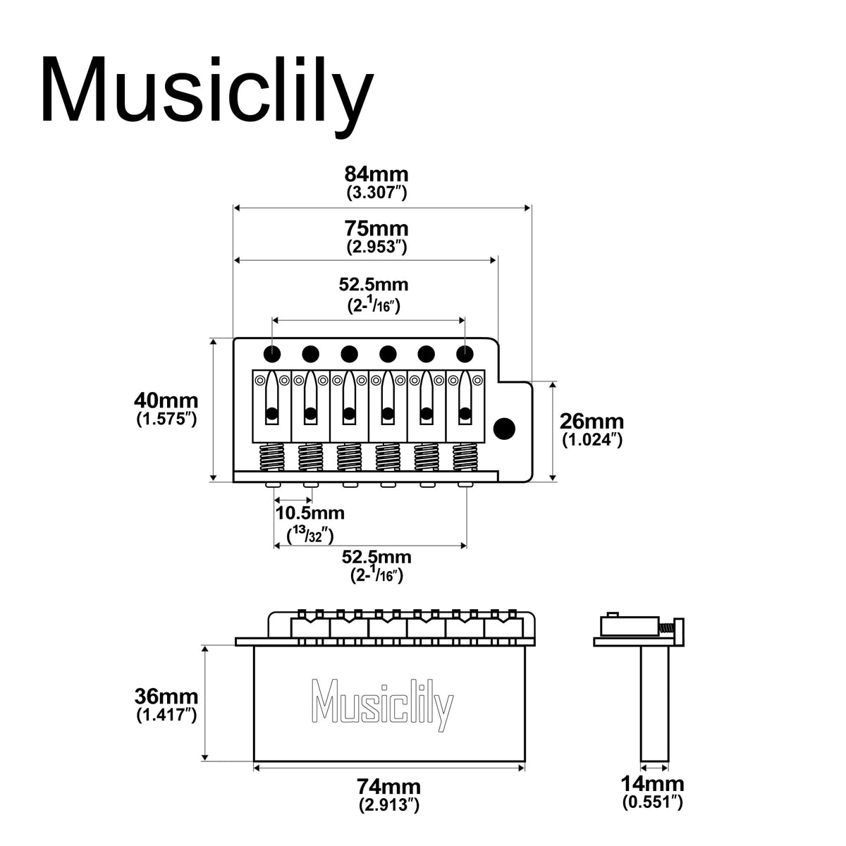 Black 6-Screw Tremolo Bridge G9136