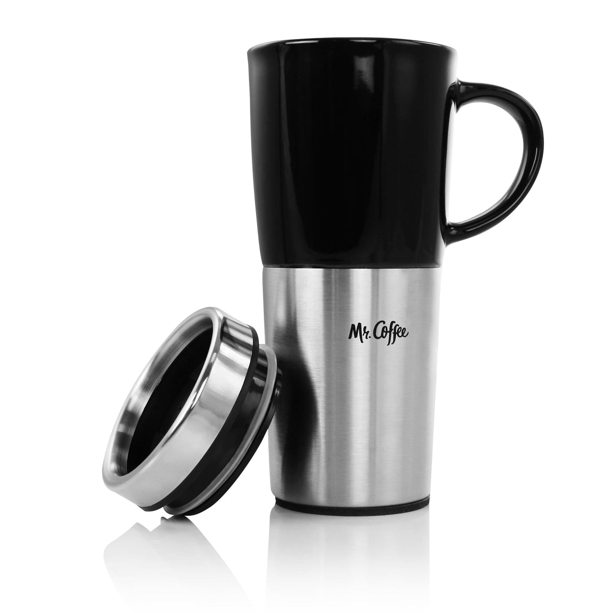 Stainless Steel Stoneware Travel Mug, 16 Oz, Black R269335