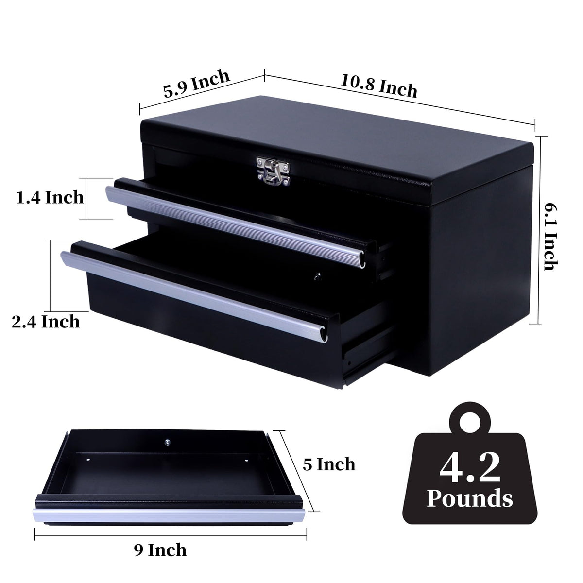 Black Mini Metal Tool Box with Drawers U149