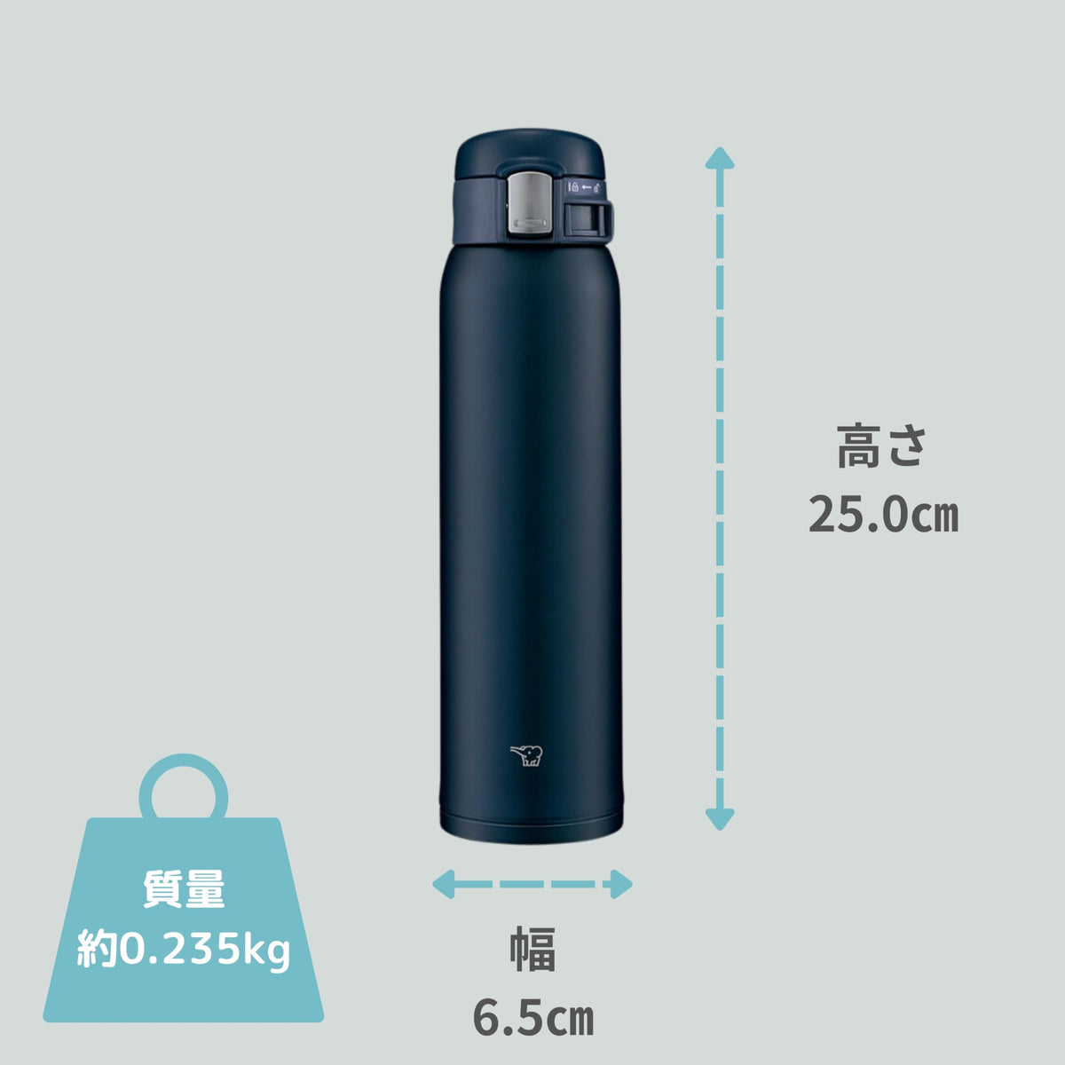 Stainless Steel Water Bottle 600ml Navy R58604