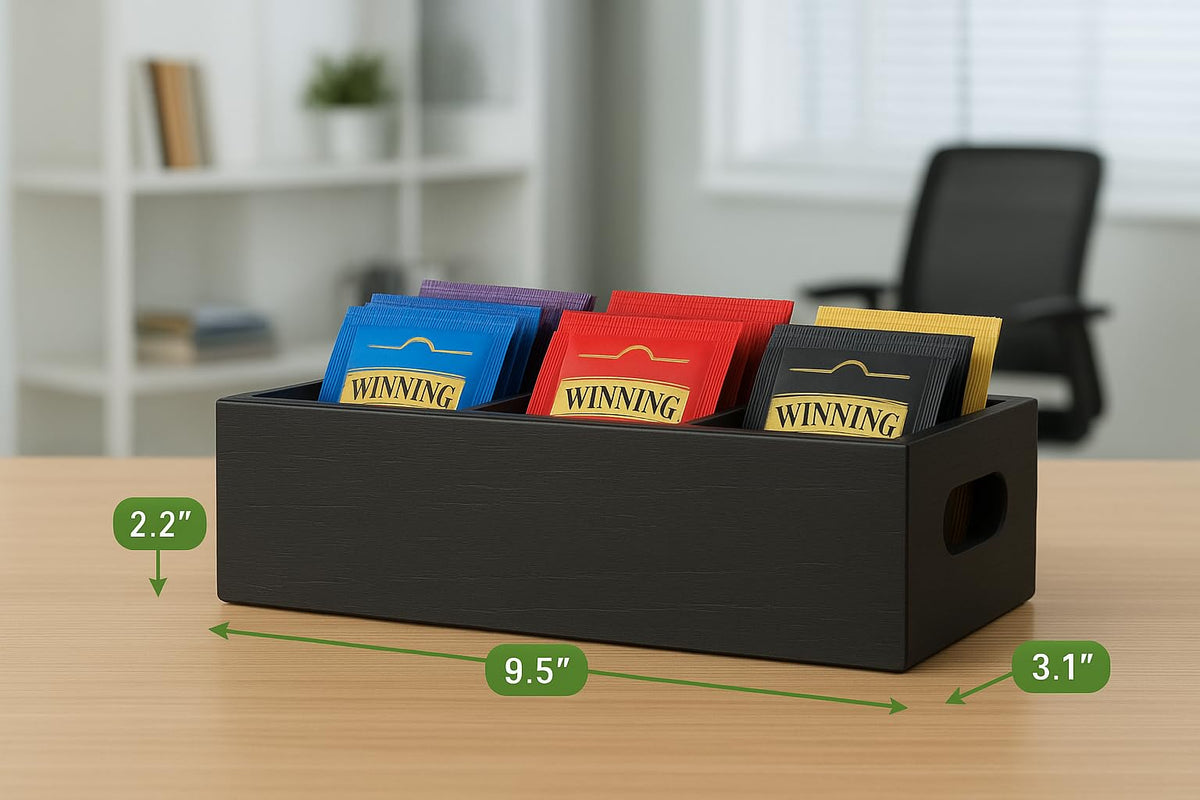Matte Black Wood 3 Compartment Organizer Tray D789
