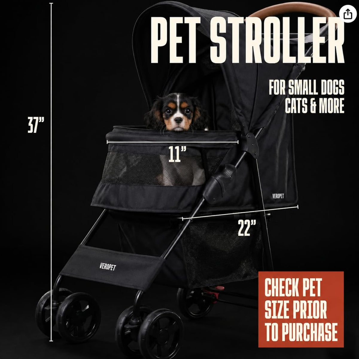 Foldable Pet Stroller with Mesh, Storage Basket & Cup Holder O157