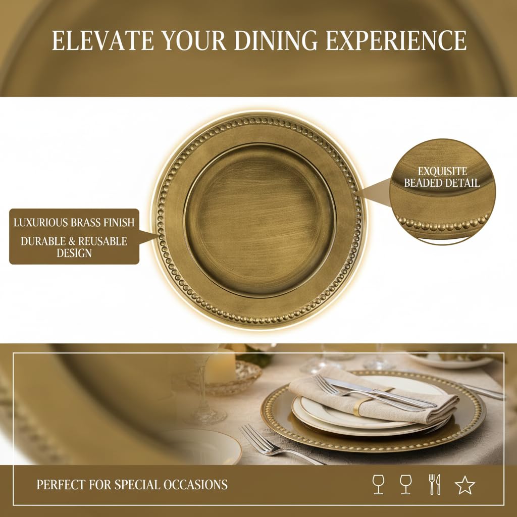 Gold Charger Plates Set of 12 M801