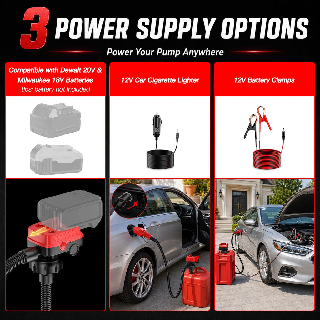 Cordless Fuel Transfer Pump with Auto Stop & Hand-Trigger Nozzle P46590