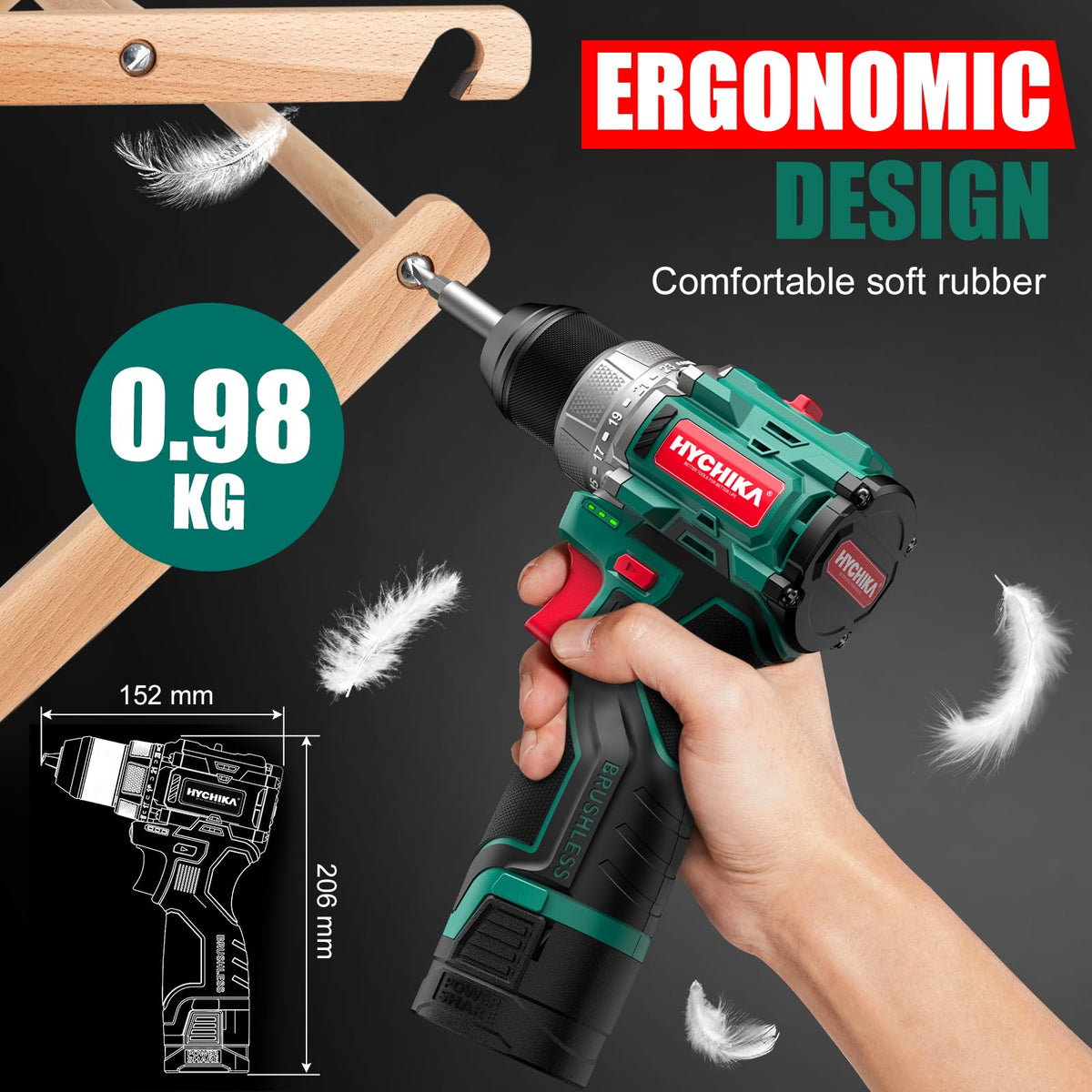 16.8V Cordless Brushless Compact Drill X93344