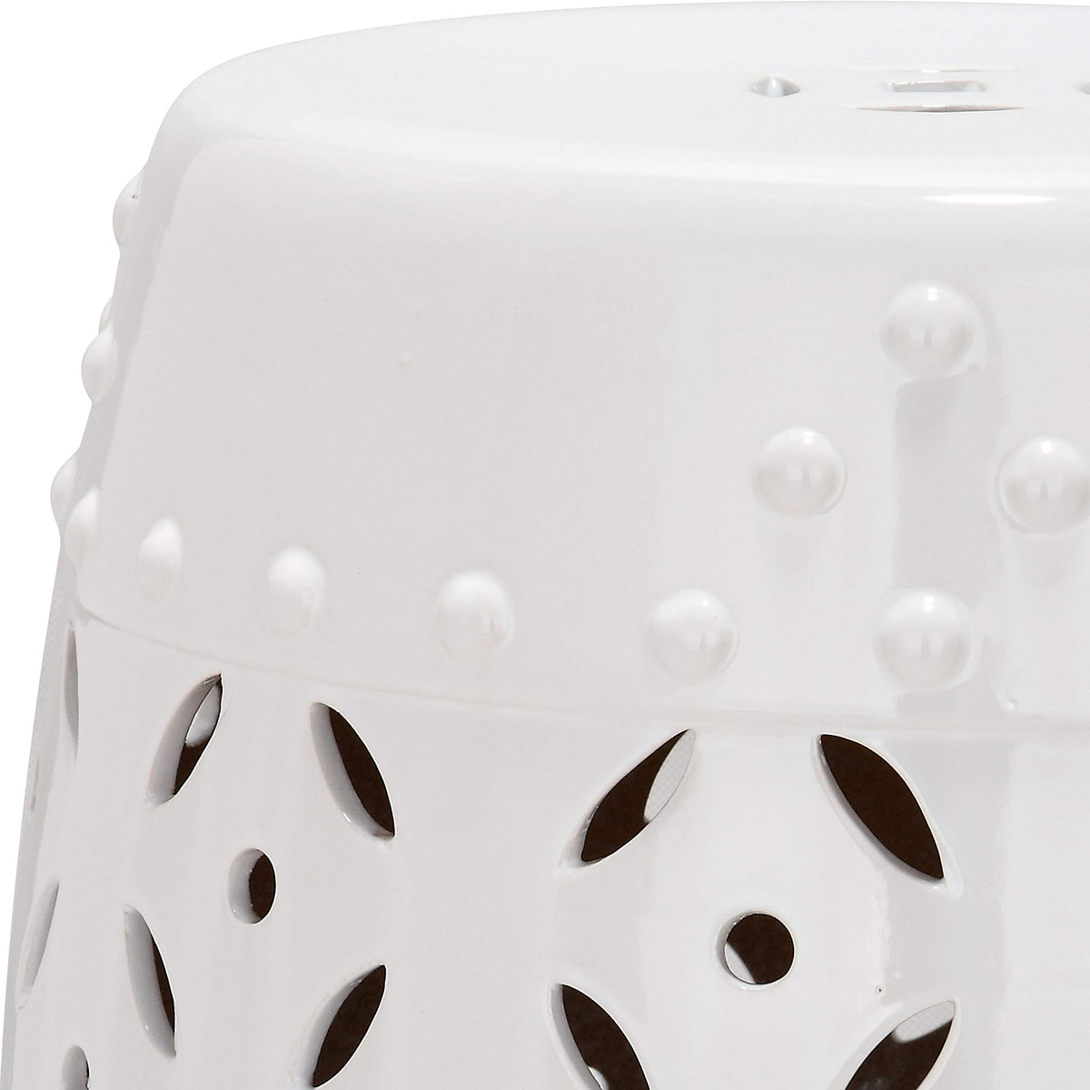 White Ceramic Garden Stool S580285