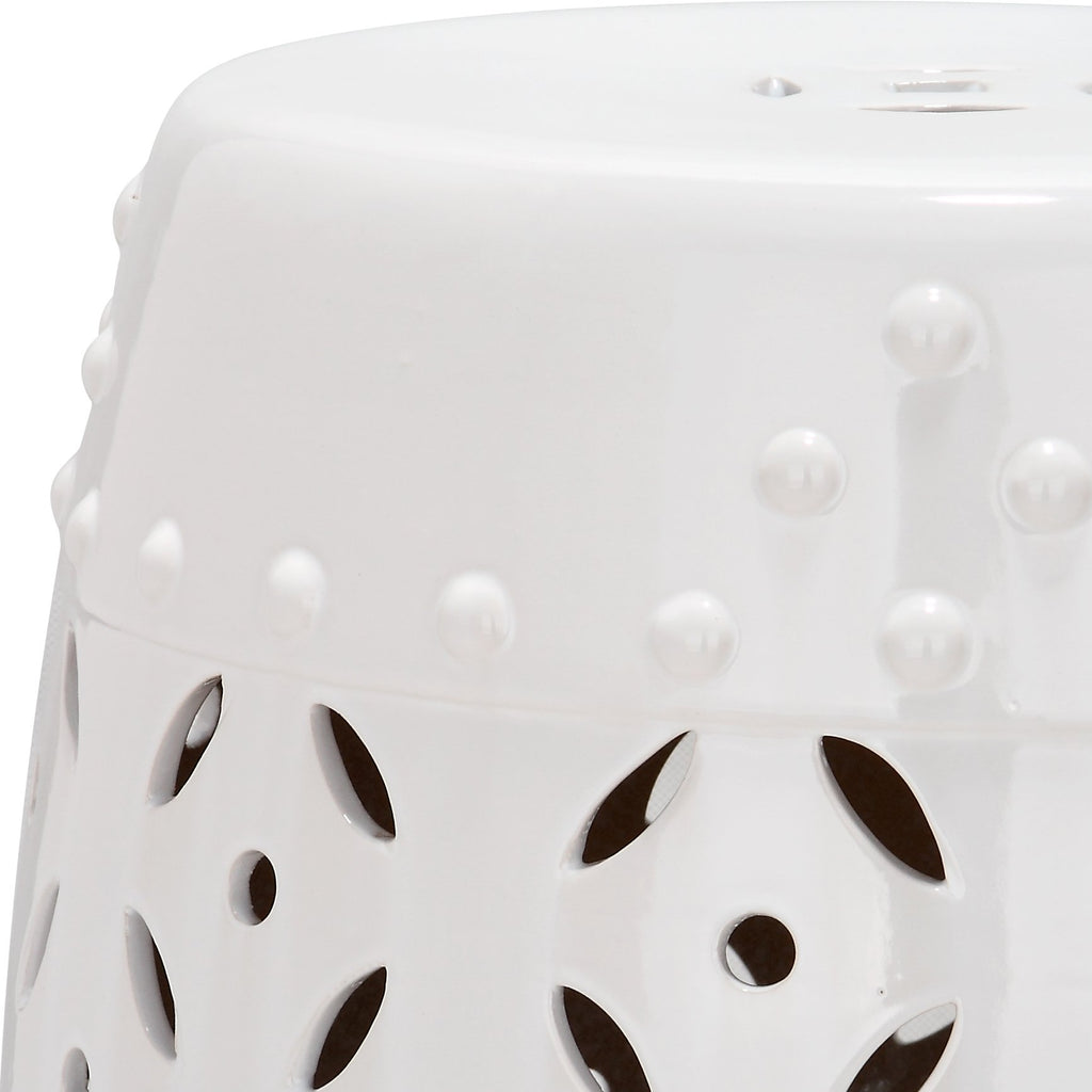 White Ceramic Garden Stool S580285
