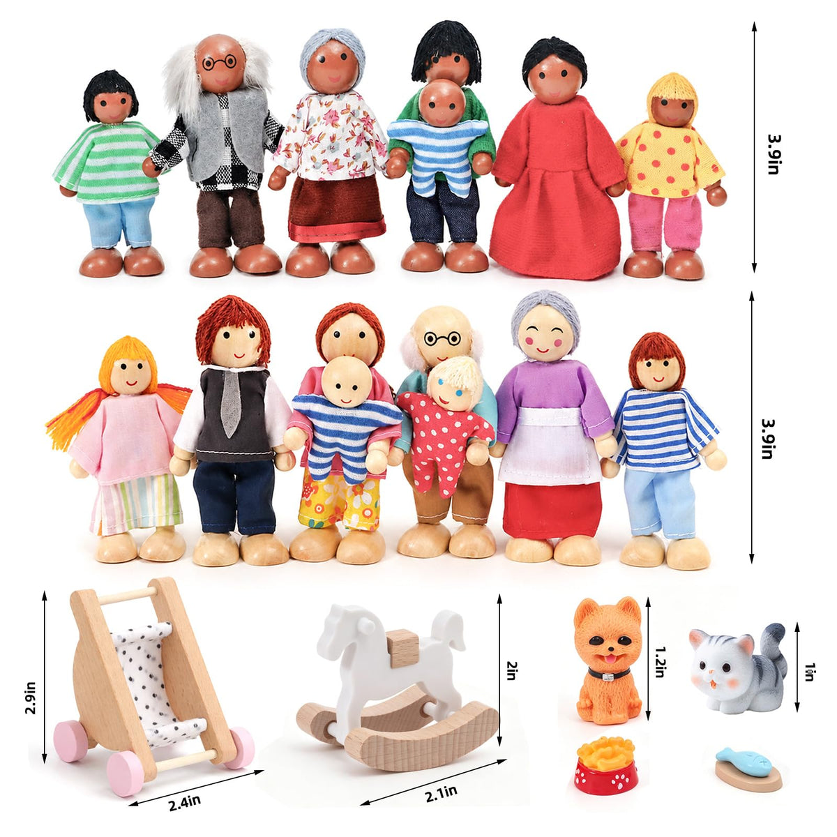 Wooden Dollhouse Family Set Figures S317116