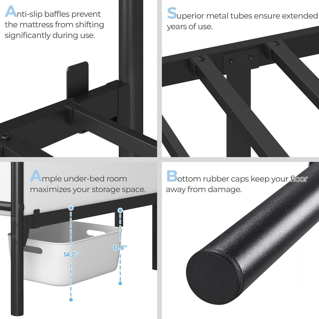 Black Full Metal Platform Bed Frame with Headboard V137529