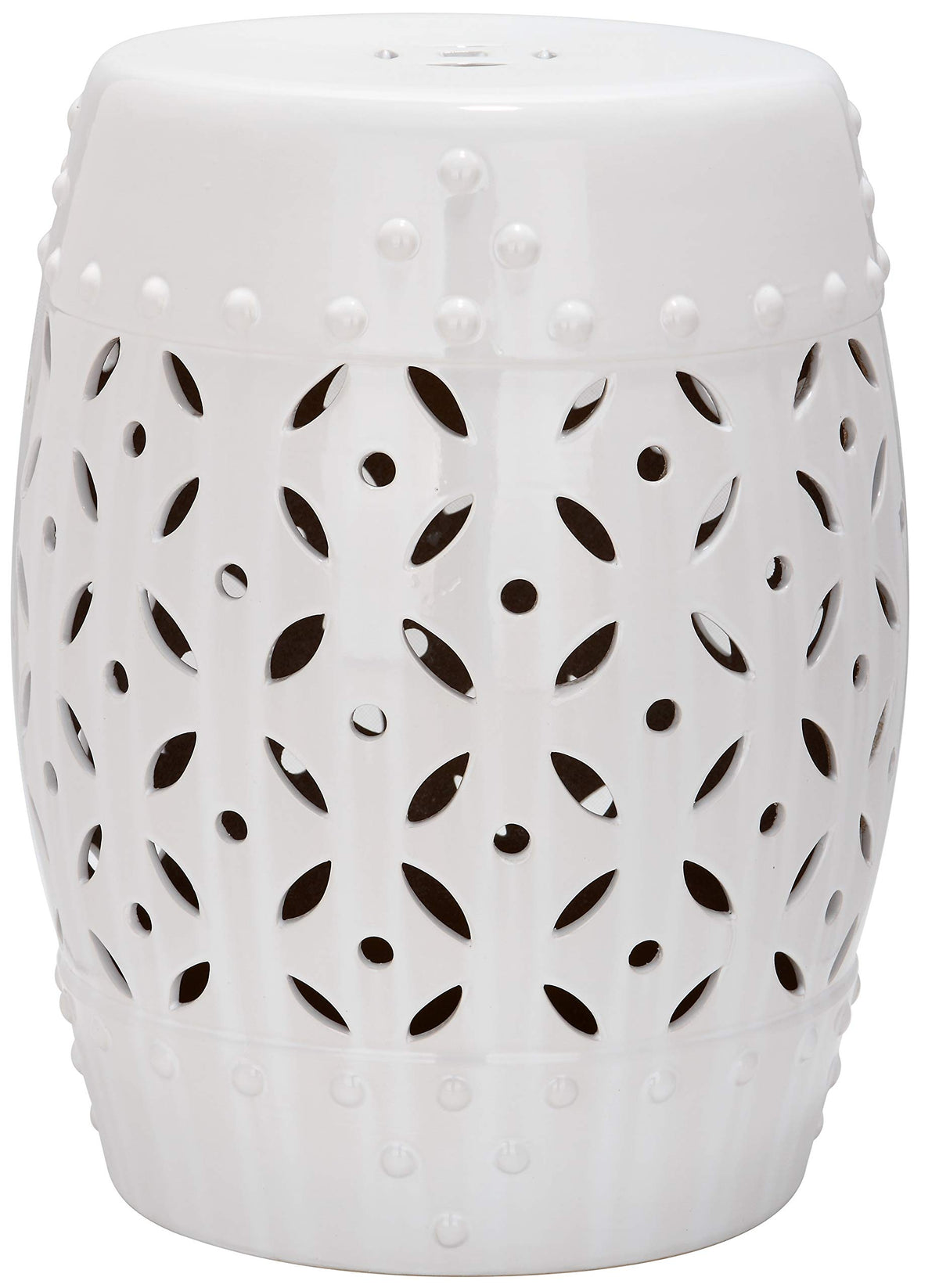 White Ceramic Garden Stool S580285