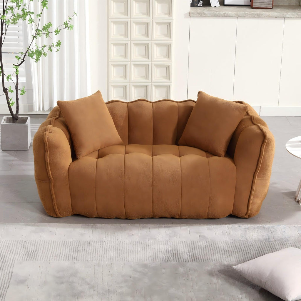 66" Yellow Chenille Memory Foam Bean Bag Chair with 2 Pillows C838360