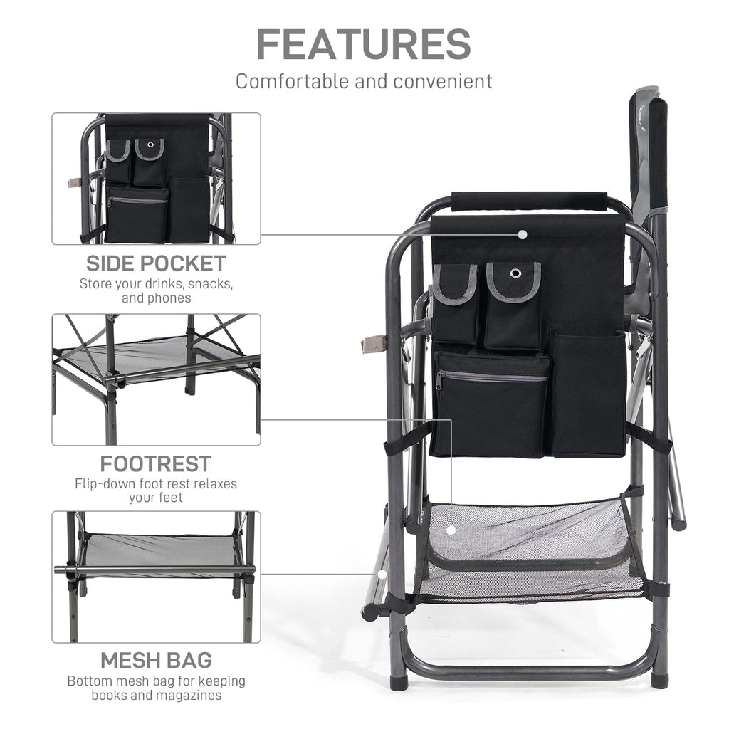 Medium Tall Directors Chair with Side Table Grey R331833