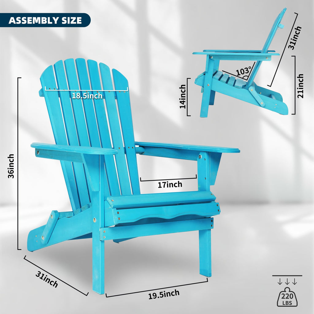 Wooden Folding Adirondack Chair Set of 2 Solid Cedar C568