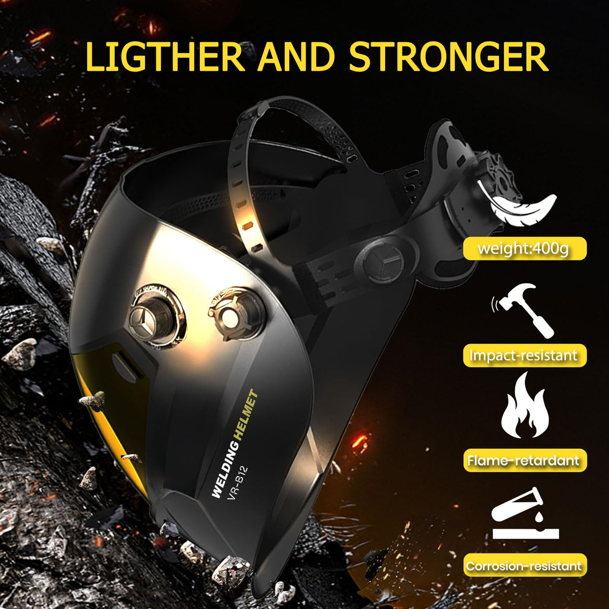 Auto Darkening Welding Helmet True Color Solar Powered T310542