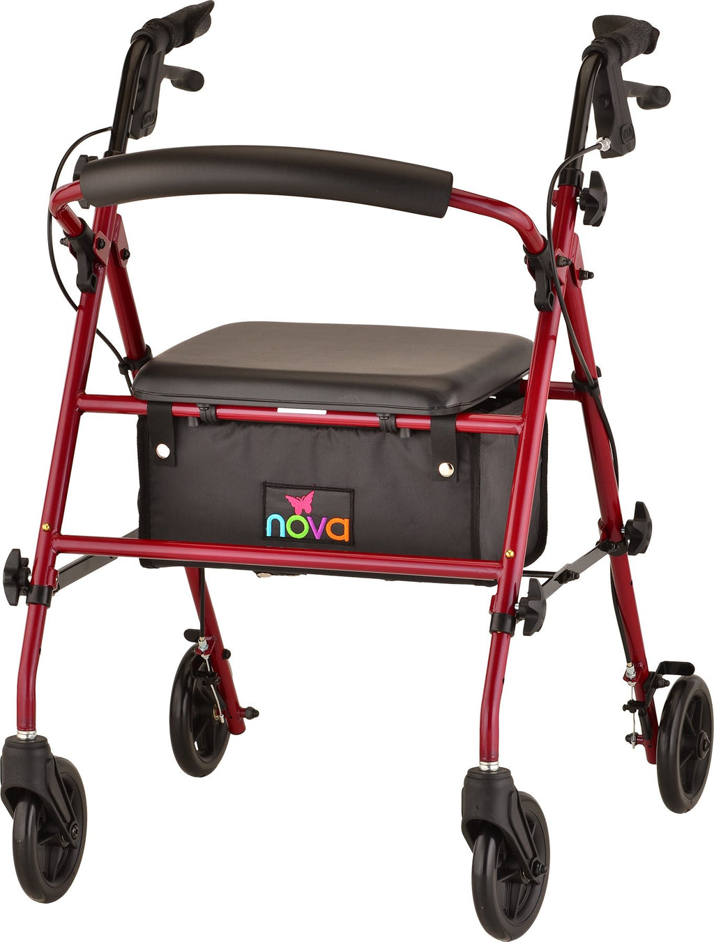 Red Steel Rollator Walker Q840813