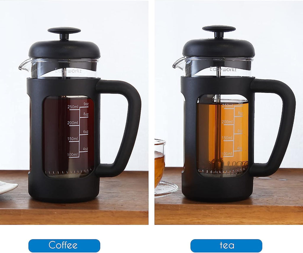 French Press 12 oz and Stainless Steel Double-Wall Espresso Cups 5 oz Set of 2 R70829