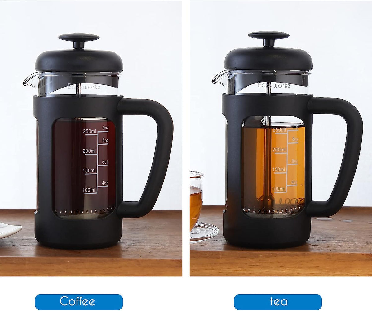 French Press 12 oz and Stainless Steel Double-Wall Espresso Cups 5 oz Set of 2 R70829