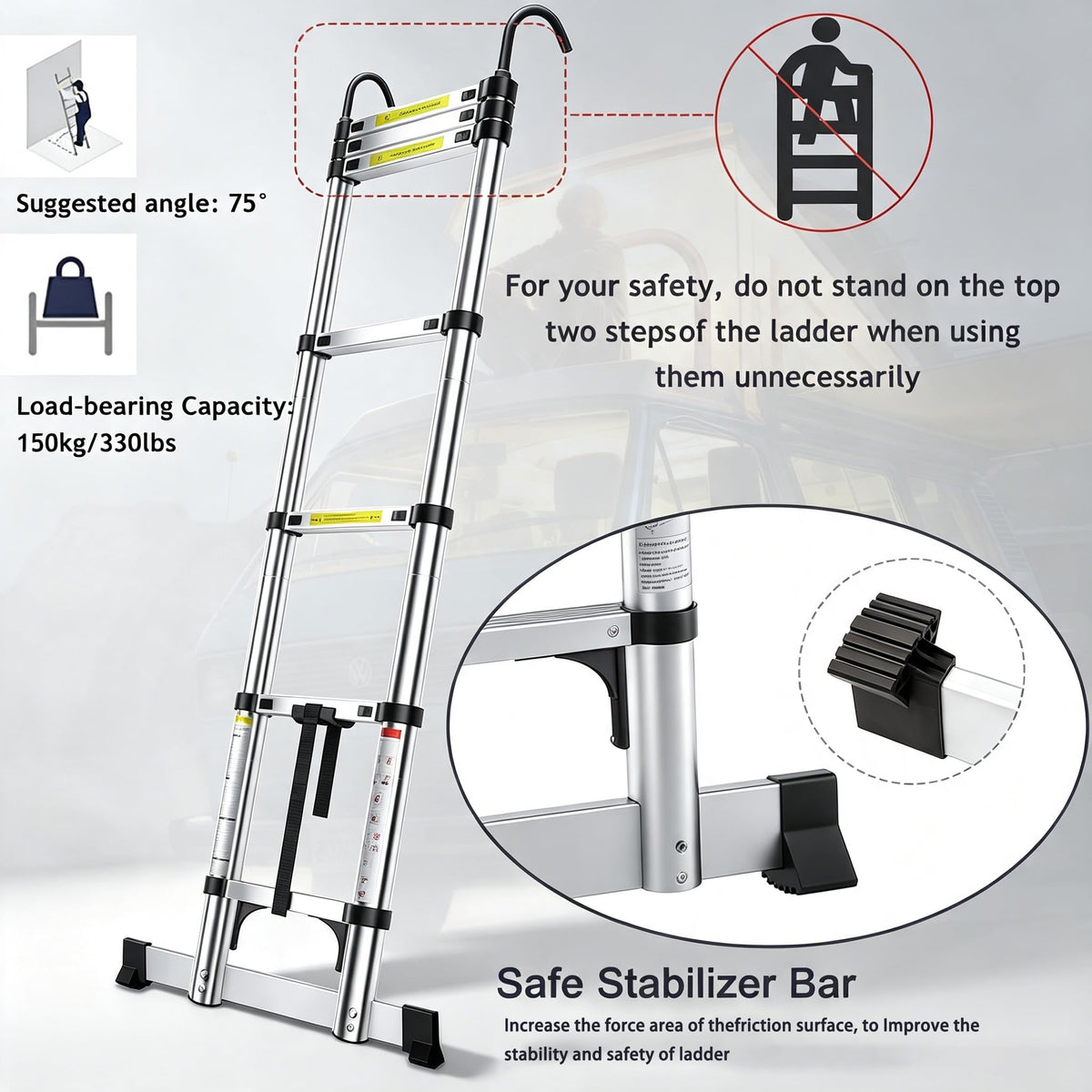 20.5FT Aluminum Telescoping Ladder Q469