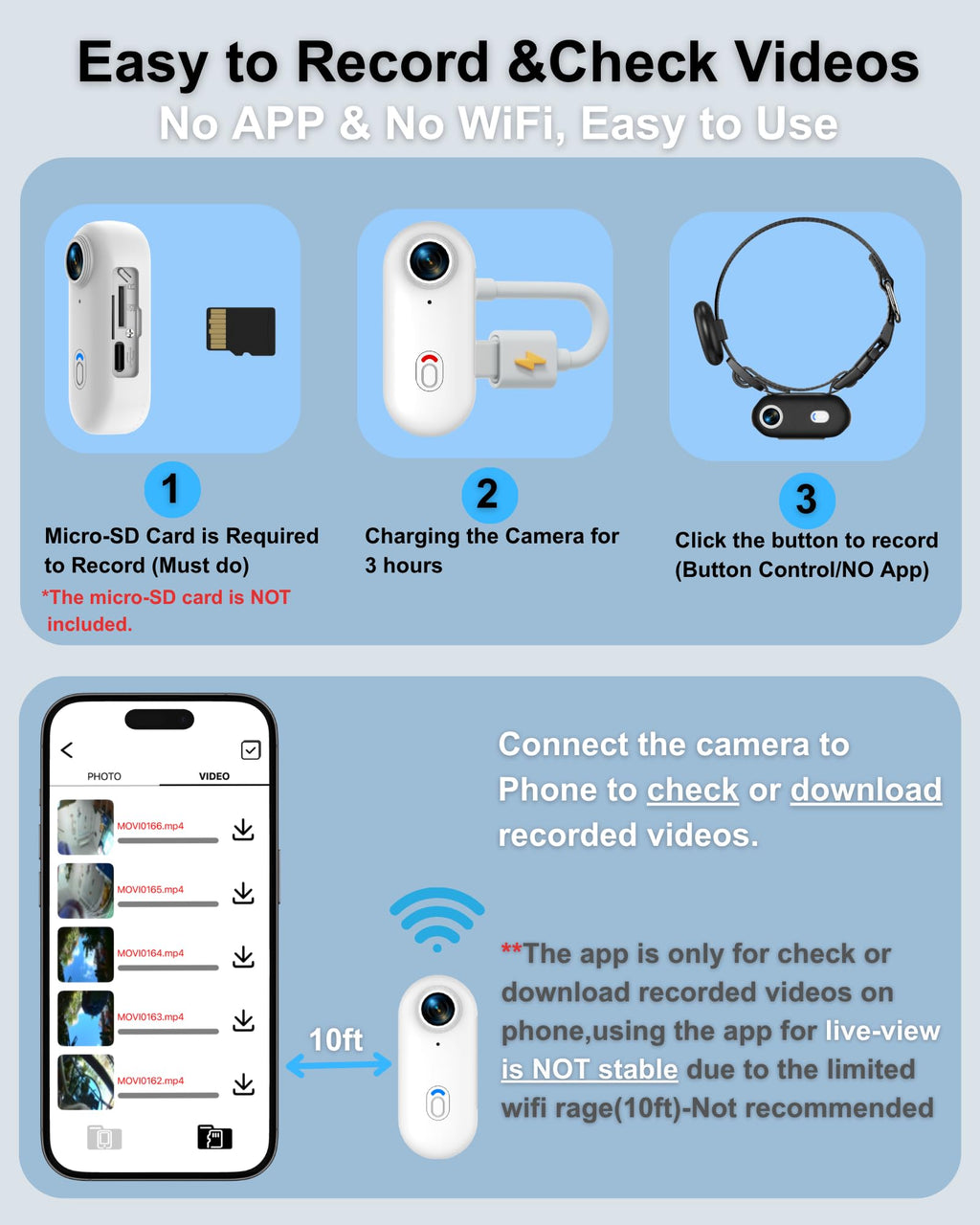Camera Collar with Phone App & Tracker Tag C222