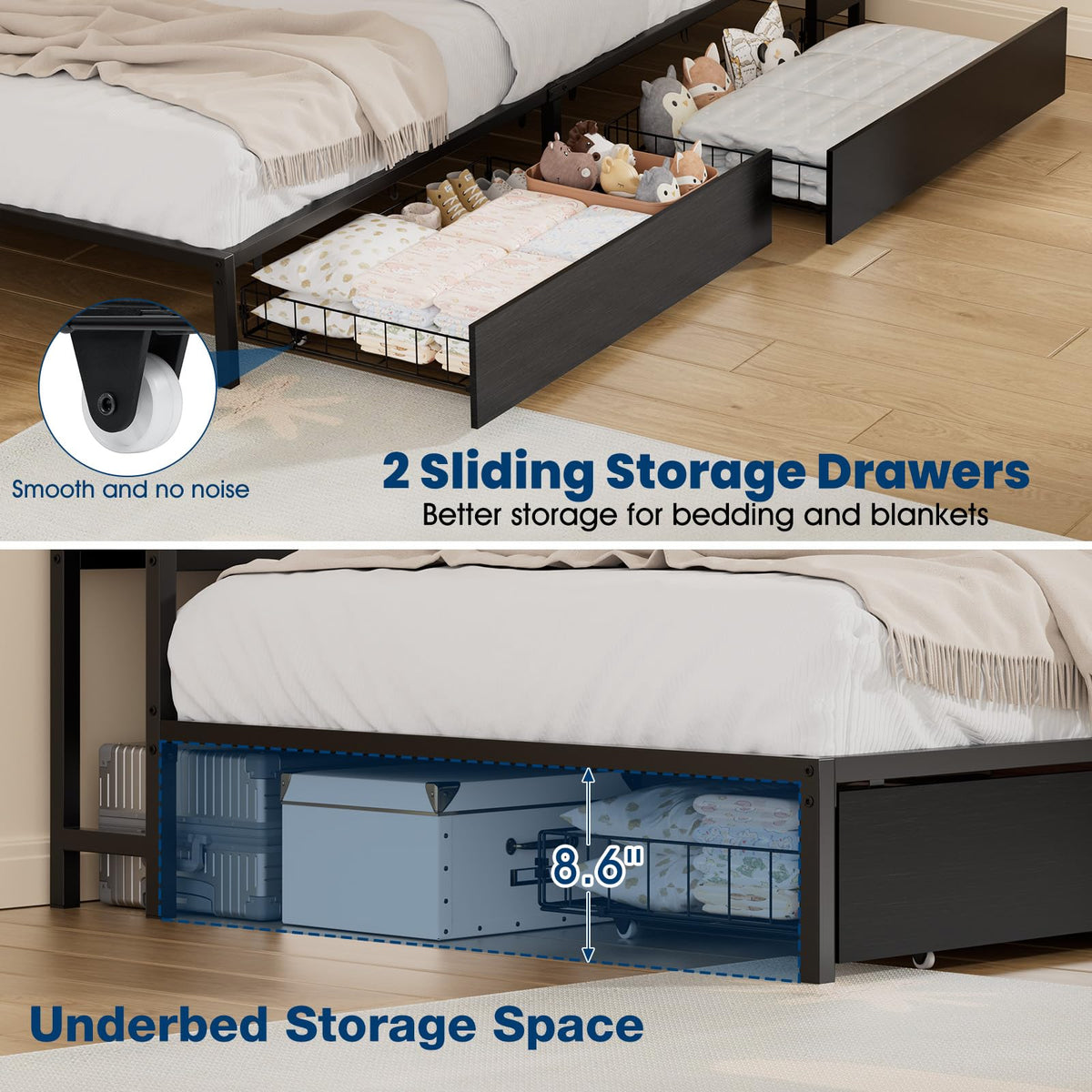 Twin Size Metal Corner Bed Frame with Storage Bookcase Headboard C3582