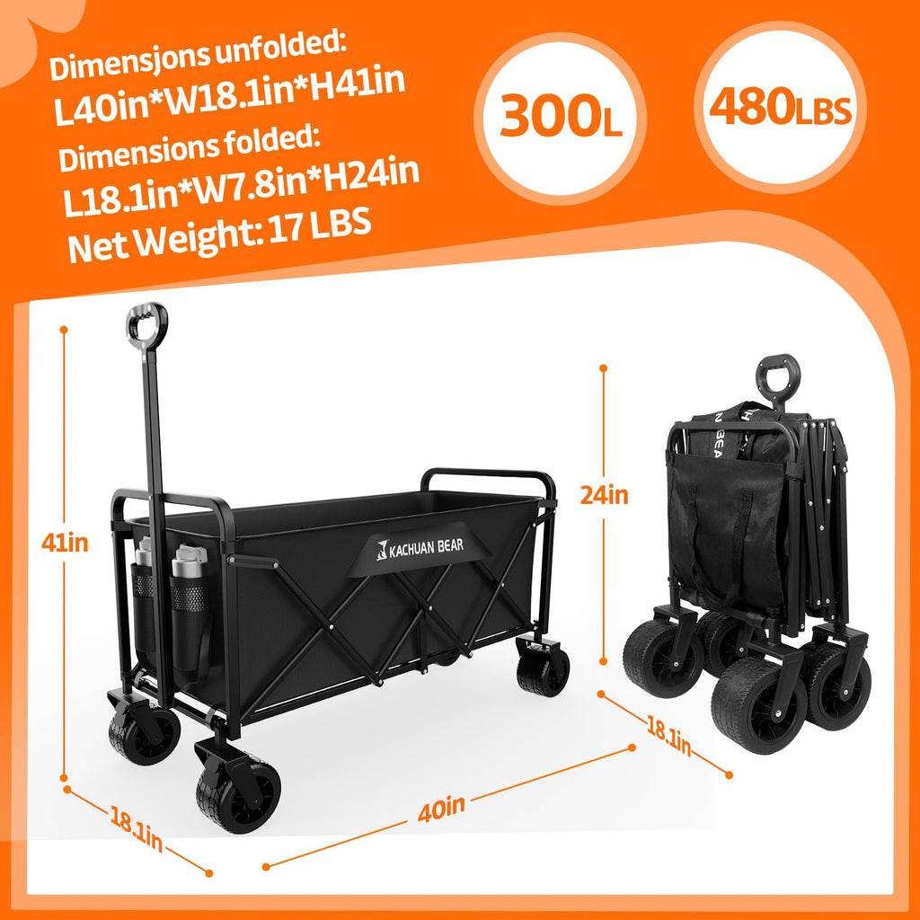 300L Foldable Collapsible Wagon Cart with All-Terrain Wheels S984