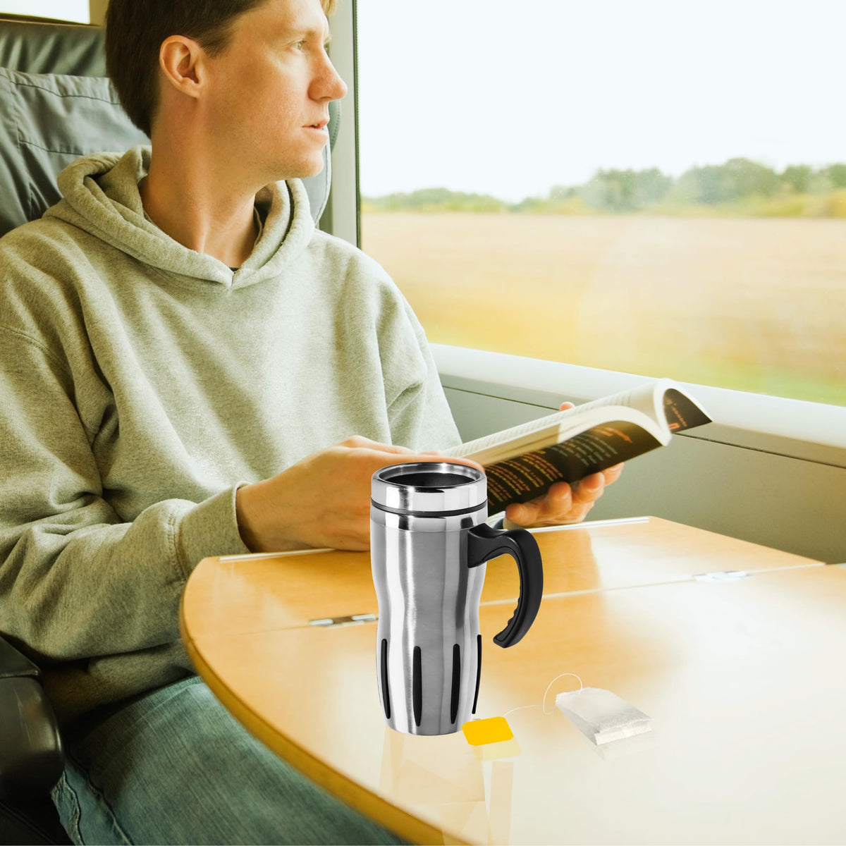 Stainless Steel Thermal Travel Mug 16oz Q475