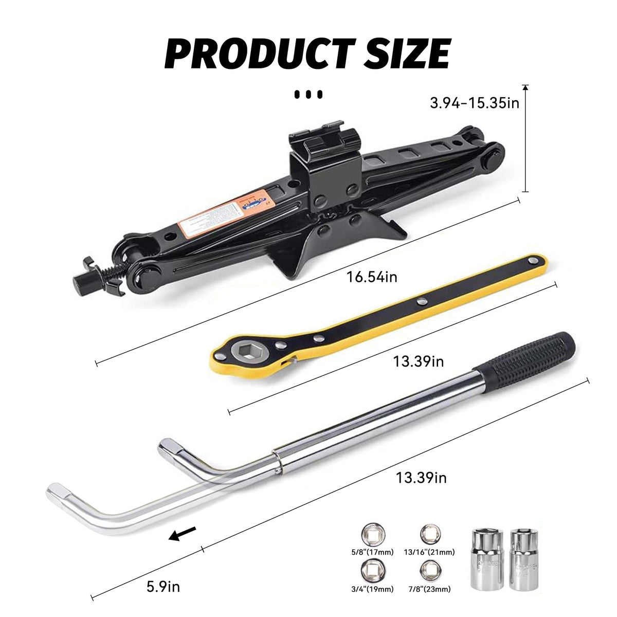 Portable 2 Ton Scissor Jack and Stand Kit with Lug Wrench P543931