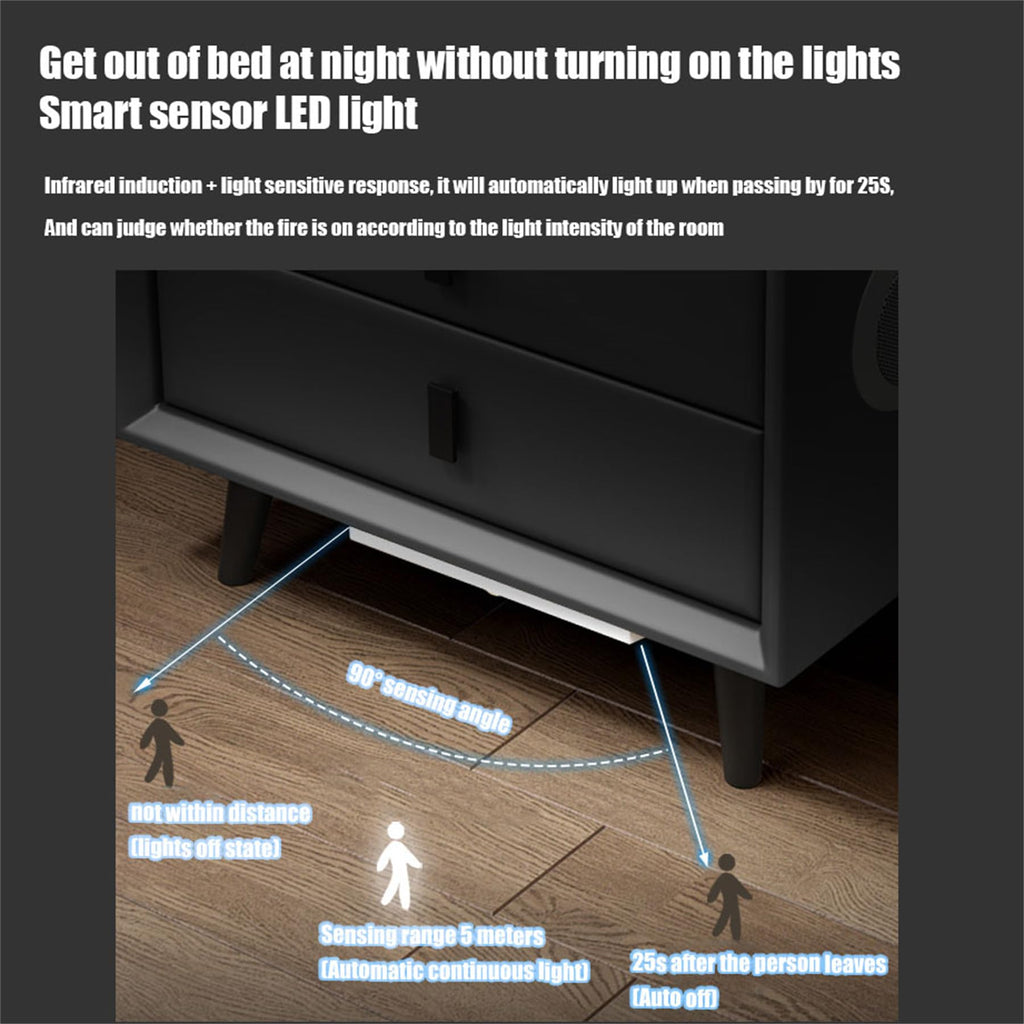 Gray Nightstand with Fingerprint Lock and Wireless Charging Y776916
