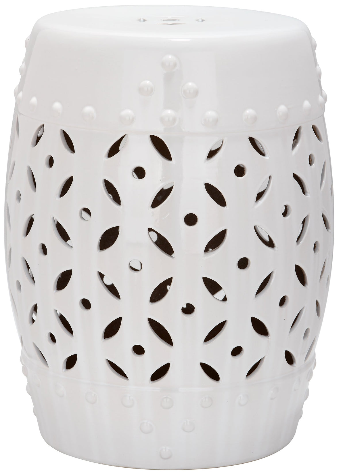 White Ceramic Garden Stool S580285