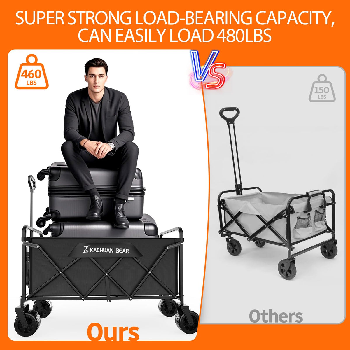 300L Foldable Collapsible Wagon Cart with All-Terrain Wheels S984