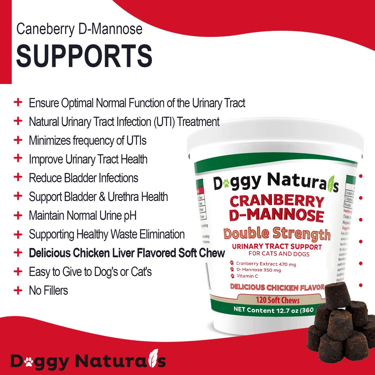 Cranberry D-Mannose Soft Chew 11.4 oz 120 Count M265