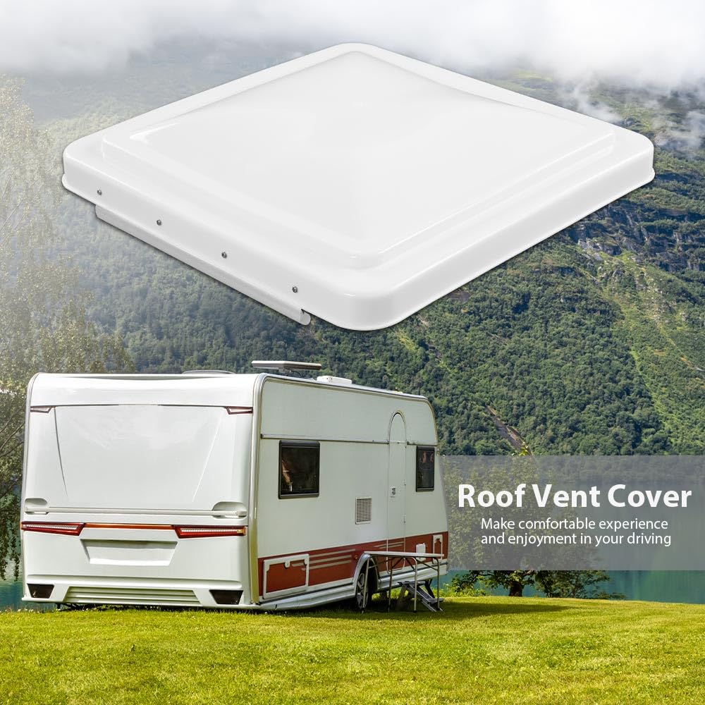 White 14" x 14" RV Roof Vent Cover 2 Pcs Z53195