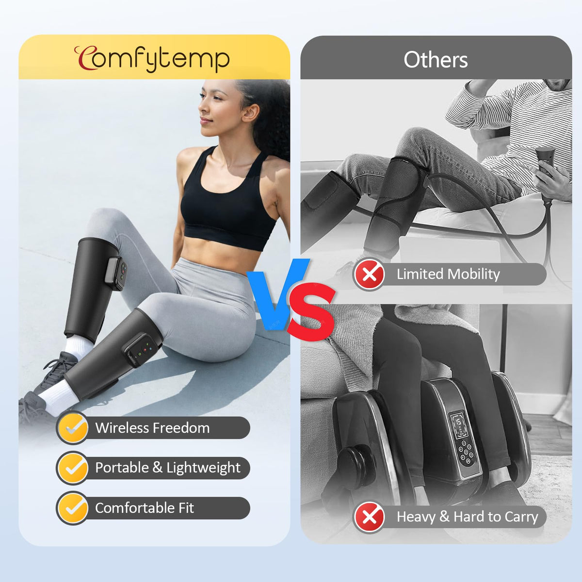 Cordless Air Compression Calf Massager with Heat Q8080