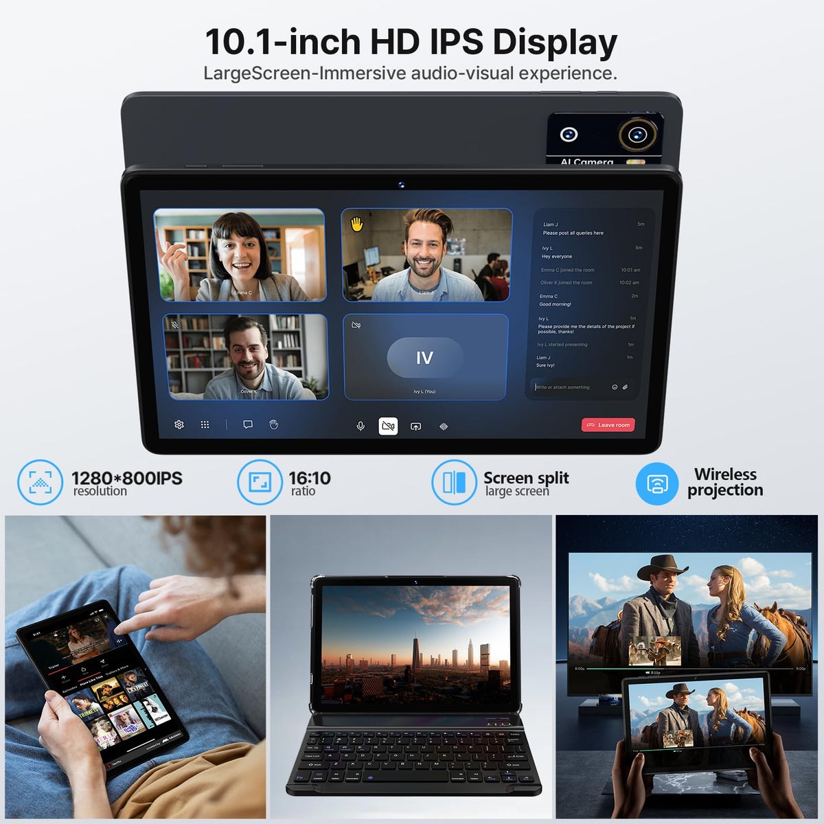 10 Inch Octa-Core Tablet with Keyboard Case Mouse Stylus V438481