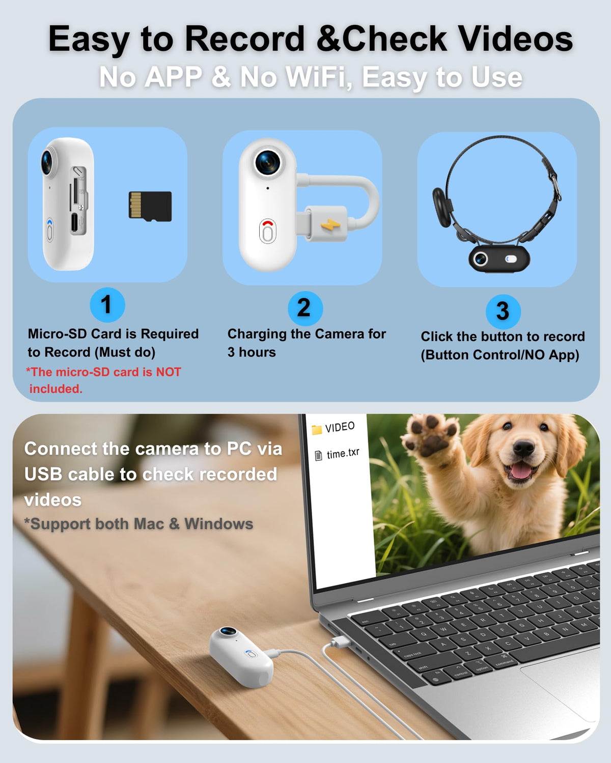 Camera Collar with Phone App & Tracker Tag C222