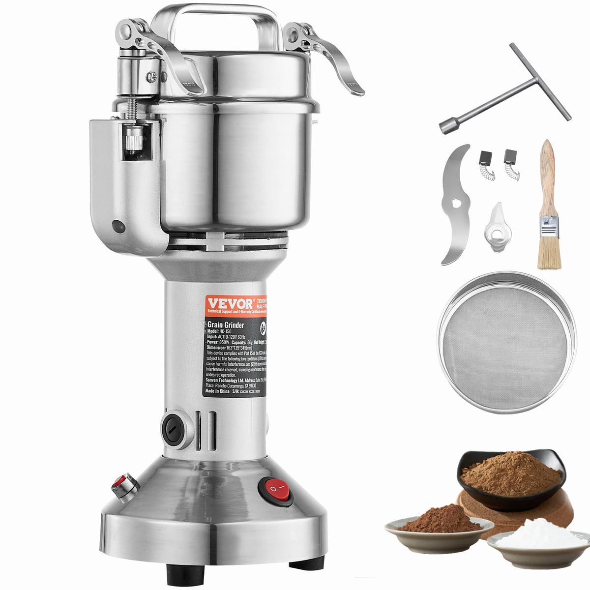 750g 2000W Stainless Steel Electric Grain Mill Grinder E107264