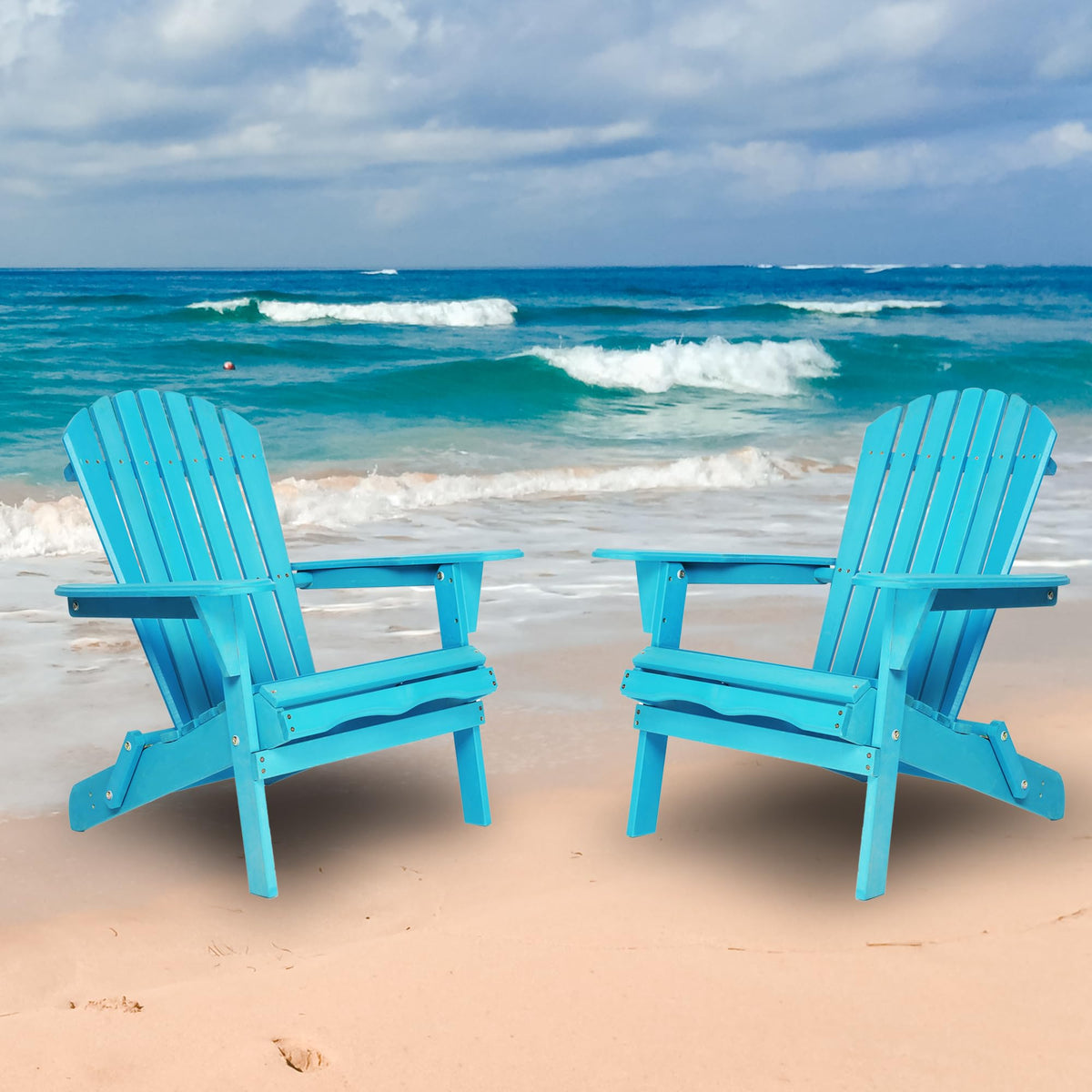Wooden Folding Adirondack Chair Set of 2 Solid Cedar C568
