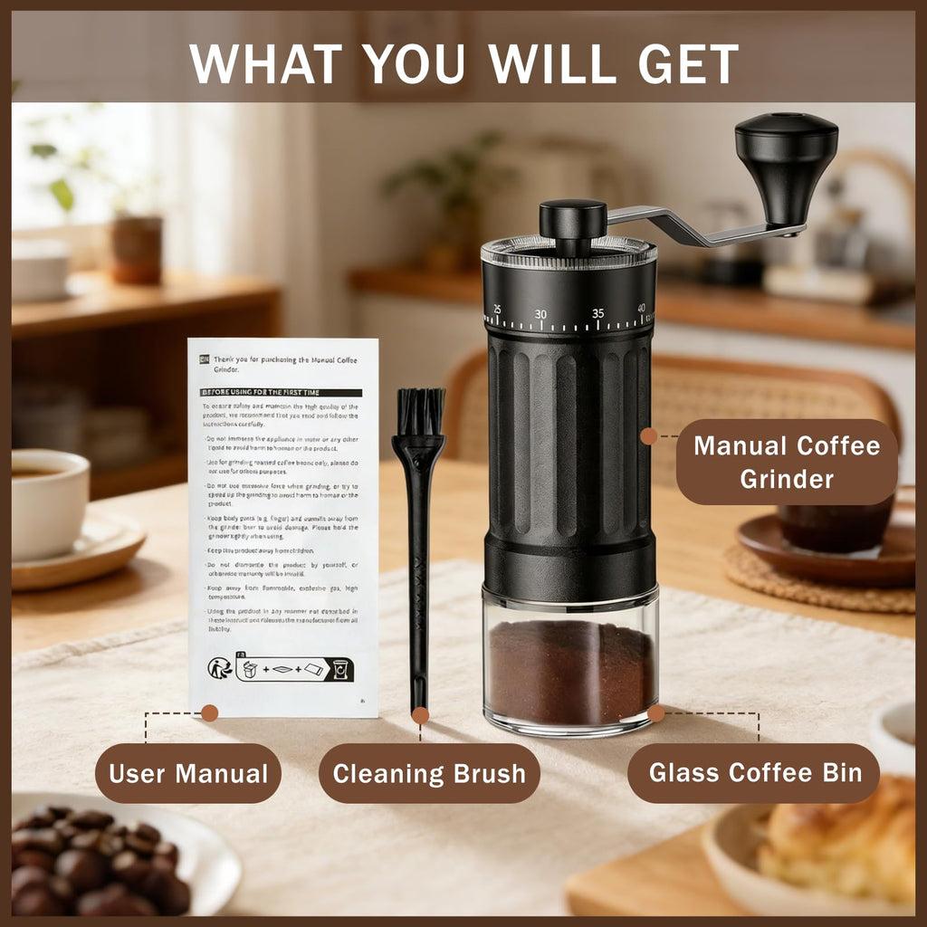 Manual Coffee Grinder with 40 Adjustable Settings, 30g Capacity U8522