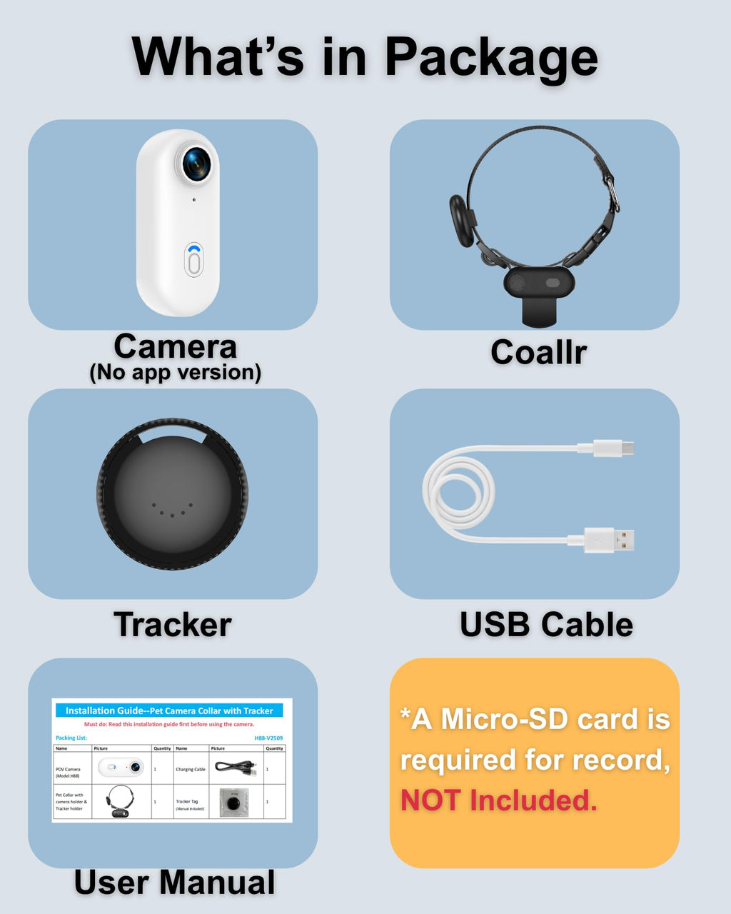 Camera Collar with Phone App & Tracker Tag C222